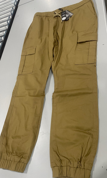 JUMP START FLEX COMFORT PANTS CARGO 4 WAY STRETCH MENS - SIZE : L - DARK KHAKI New