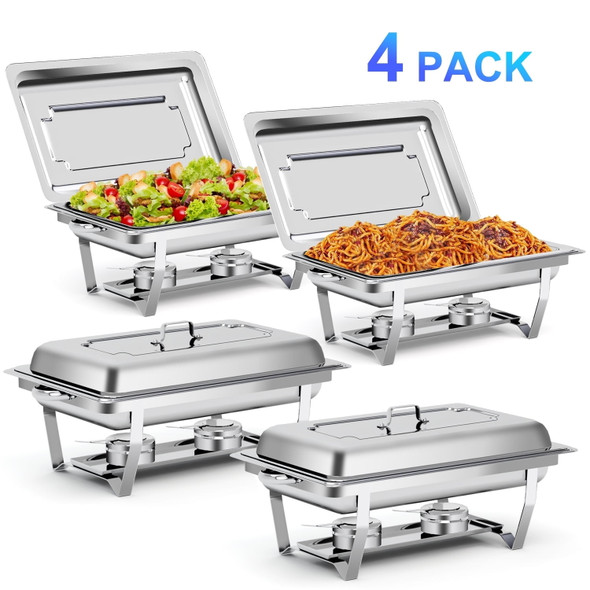 BLUEBOW 4 PACK CHAFING DISHES FOR BUFFET SET - SILVER BLUEBOW 4 PACK CHAFING DISHES FOR BUFFET SET - SILVER