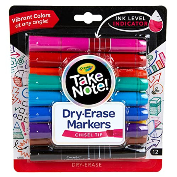 CRAYOLA DRY ERASE MARKERS 12CT TEACHER SUPPLIES CHISEL TIP WHITEBOARD 58-6545 CRAYOLA DRY ERASE MARKERS 12CT TEACHER SUPPLIES CHISEL TIP WHITEBOARD 58-6545