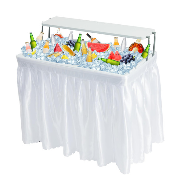 Real Relax Two-Tier Portable Cooler Table Fill and Chill Desk Beverage White Real Relax Two-Tier Portable Cooler Table Fill and Chill Desk Beverage White