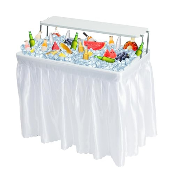 Real Relax Two-Tier Portable Cooler Table Fill and Chill Desk Beverage White Real Relax Two-Tier Portable Cooler Table Fill and Chill Desk Beverage White