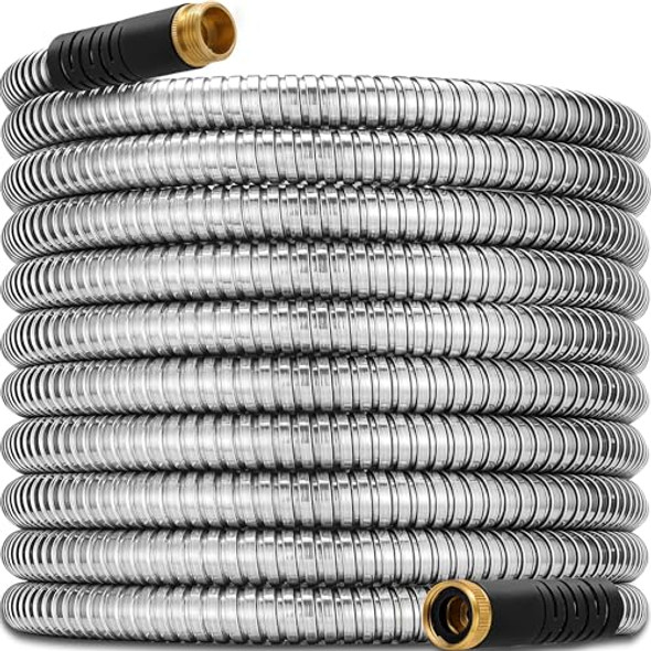 RULOYIU 100 FT STAINLESS STEEL GARDEN HOSE 2025 UPGRADED METAL WATER HOSES RULOYIU 100 FT STAINLESS STEEL GARDEN HOSE 2025 UPGRADED METAL WATER HOSES