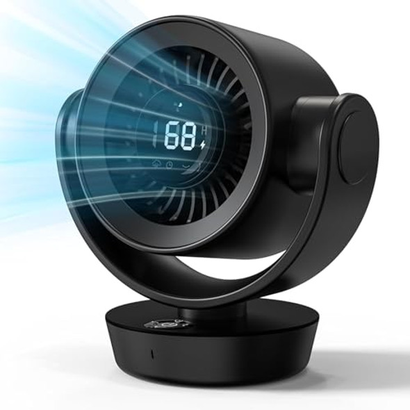 MITREAL DESK FAN FOR BEDROOM - 8000MAH RECHARGEABLE AIR CIRCULATOR - BLACK MITREAL DESK FAN FOR BEDROOM - 8000MAH RECHARGEABLE AIR CIRCULATOR - BLACK