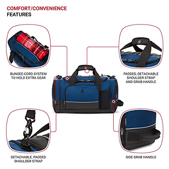 SWISSGEAR APEX DUFFLE BAG FOR TRAVEL AND GYM WITH BUNGEE-CORD SYSTEM - NAVY New SWISSGEAR APEX DUFFLE BAG FOR TRAVEL AND GYM WITH BUNGEE-CORD SYSTEM - NAVY New