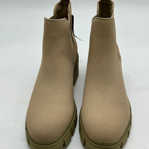 MEMON WOMEN'S CHELSEA BOOTS CASUAL CHUNKY HEEL SLIP ON ELASTIC - 8.5 - KHAKI New MEMON WOMEN'S CHELSEA BOOTS CASUAL CHUNKY HEEL SLIP ON ELASTIC - 8.5 - KHAKI New