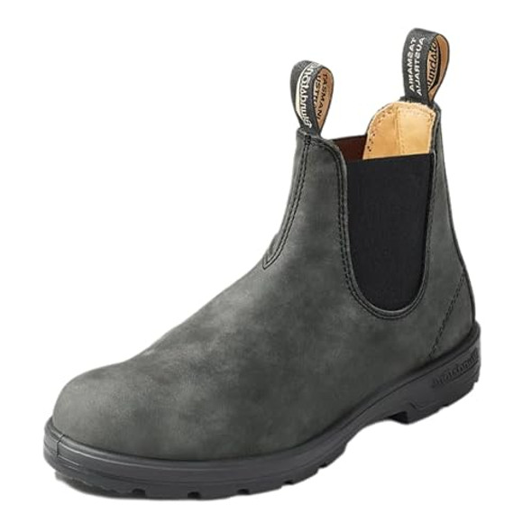 BLUNDSTONE CLASSIC CHELSEA BOOTS - UNISEX - SIZE: MEN 5 WOMEN 7 - RUSTIC BLACK BLUNDSTONE CLASSIC CHELSEA BOOTS - UNISEX - SIZE: MEN 5 WOMEN 7 - RUSTIC BLACK