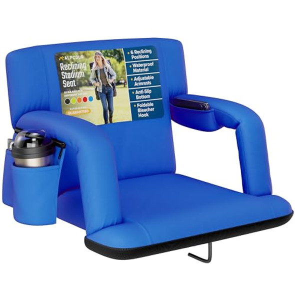 ALPCOUR RECLINING WIDE BLEACHER CHAIR WITH BACK SUPPORT, 21" WIDE - ROYAL BLUE ALPCOUR RECLINING WIDE BLEACHER CHAIR WITH BACK SUPPORT, 21" WIDE - ROYAL BLUE