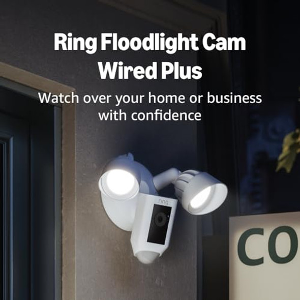 Ring Floodlight Cam Wired Plus Outdoor Home or Business Security White Ring Floodlight Cam Wired Plus Outdoor Home or Business Security White