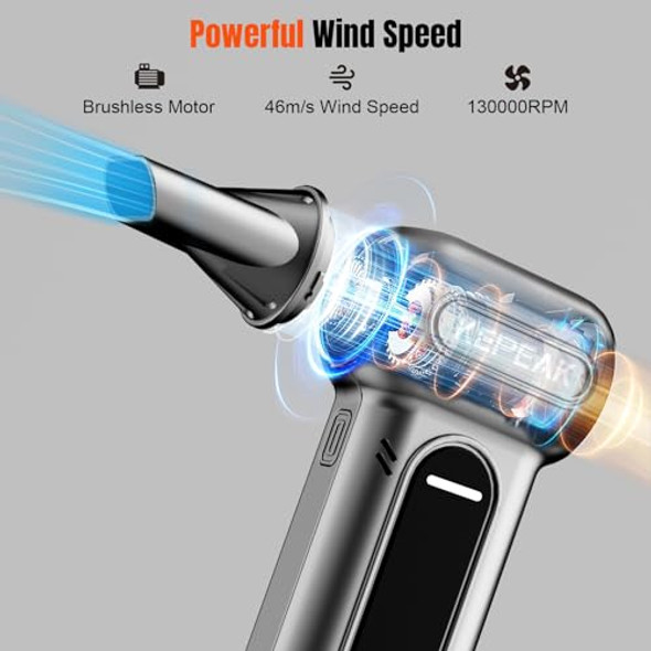 KEPEAK ELECTRIC COMPRESSED AIR DUSTER 130000RPM CORDLESS RECHARGEABLE - SILVER KEPEAK ELECTRIC COMPRESSED AIR DUSTER 130000RPM CORDLESS RECHARGEABLE - SILVER