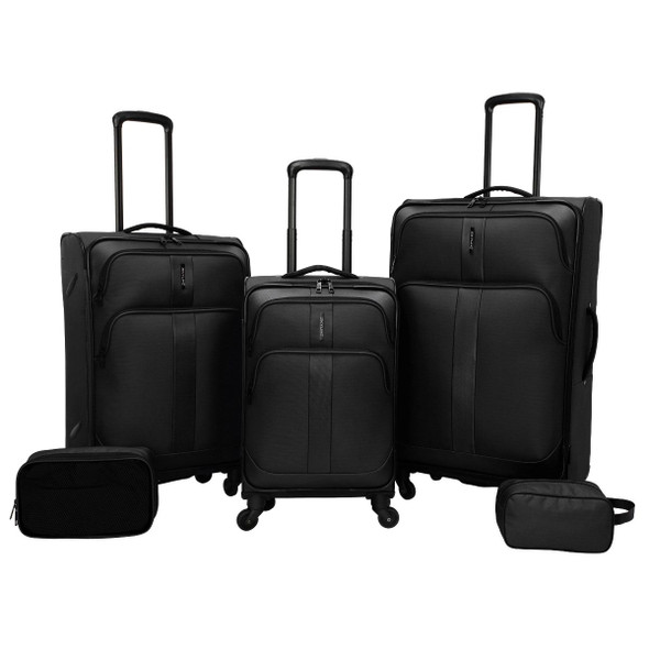 SKYLINE SOFTSIDE CHECKED SPINNER 5PC LUGGAGE SET - BLACK SKYLINE SOFTSIDE CHECKED SPINNER 5PC LUGGAGE SET - BLACK