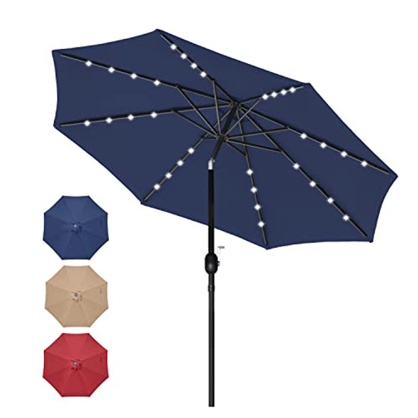 Simple Deluxe 9' Solar Umbrella 32 LED Lighted Patio Umbrella - Dark Blue Simple Deluxe 9' Solar Umbrella 32 LED Lighted Patio Umbrella - Dark Blue