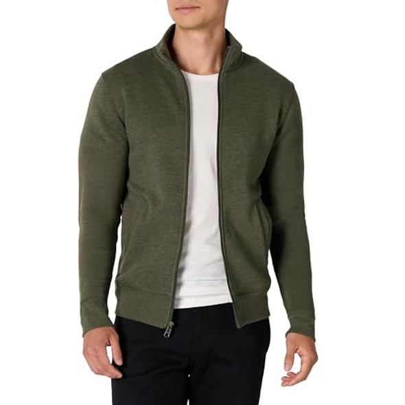 Amazon Essentials Men's Sweatshirt Mock Neck Fleece Zip Up Olive Heather M New Amazon Essentials Men's Sweatshirt Mock Neck Fleece Zip Up Olive Heather M New