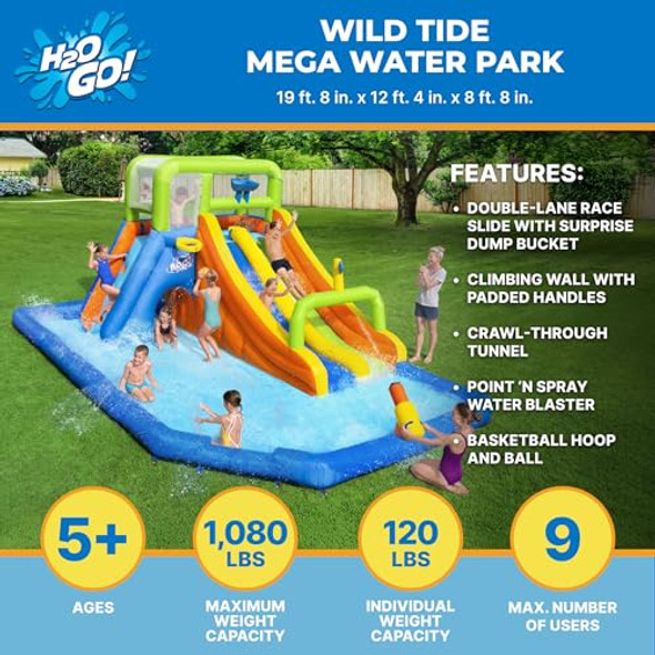 BESTWAY HTG H2OGO! 19'8" X 12'4" X 8'8" WILD TIDE MEGA WATER PARK (53368E) BLUE BESTWAY HTG H2OGO! 19'8" X 12'4" X 8'8" WILD TIDE MEGA WATER PARK (53368E) BLUE