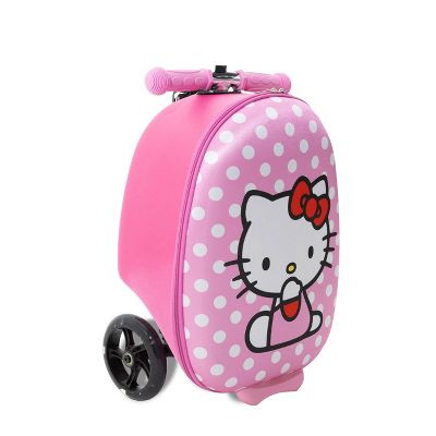 SANRIO HELLO KITTY HARDSIDE CARRY ON SCOOTER SUITCASE, HELLO KITTY POKA DOT PINK
