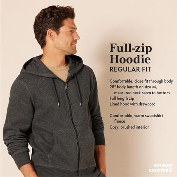 AMAZON ESSENTIALS MEN'S FULL-ZIP FLEECE HOODIE SIZE MEN MEDIUM RED New AMAZON ESSENTIALS MEN'S FULL-ZIP FLEECE HOODIE SIZE MEN MEDIUM RED New