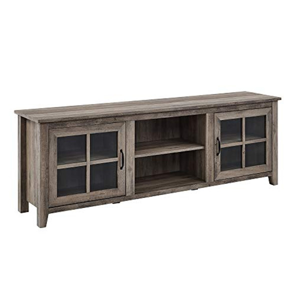 WALKER EDISON PORTSMOUTH CLASSIC 2 GLASS DOOR TV STAND - GREY WASH