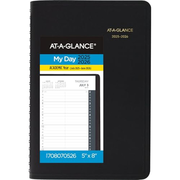 AT-A-GLANCE 2025-2026 Academic Daily Appointment Book, 5"x8", 7080705 - Black New AT-A-GLANCE 2025-2026 Academic Daily Appointment Book, 5"x8", 7080705 - Black New