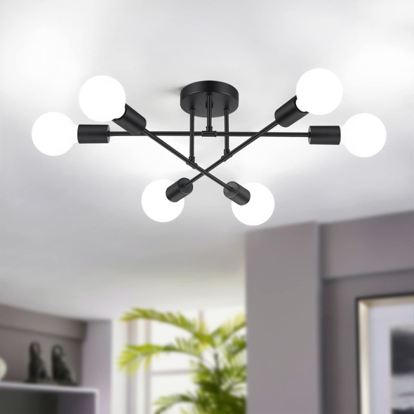BOSCEOS MODERN SPUTNIK CHANDELIER 6-LIGHT CEILING LIGHTS FIXTURE - BLACK BOSCEOS MODERN SPUTNIK CHANDELIER 6-LIGHT CEILING LIGHTS FIXTURE - BLACK