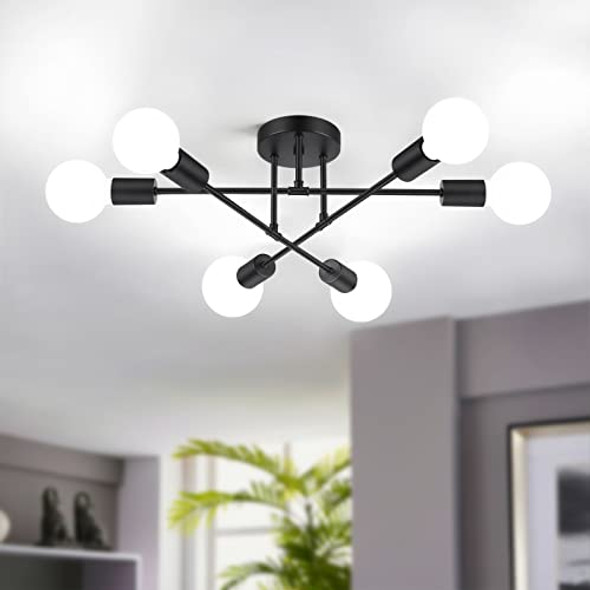 BOSCEOS MODERN SPUTNIK CHANDELIER 6-LIGHT CEILING LIGHTS FIXTURE - BLACK BOSCEOS MODERN SPUTNIK CHANDELIER 6-LIGHT CEILING LIGHTS FIXTURE - BLACK