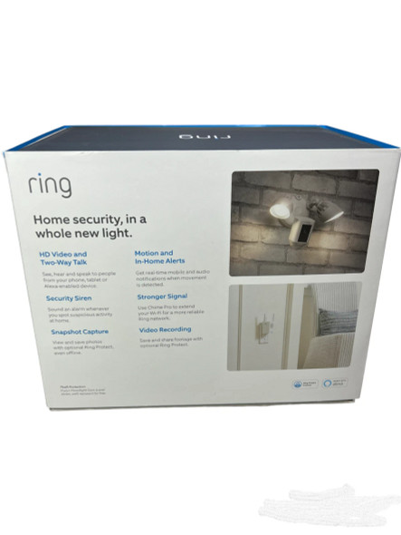 RING FLOODLIGHT CAM AND CHIME PRO HARDWIRED - WHITE RING FLOODLIGHT CAM AND CHIME PRO HARDWIRED - WHITE