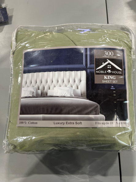 NOBLE HOUSE KING 300 THREAD COUNT SHEET SET - GREEN