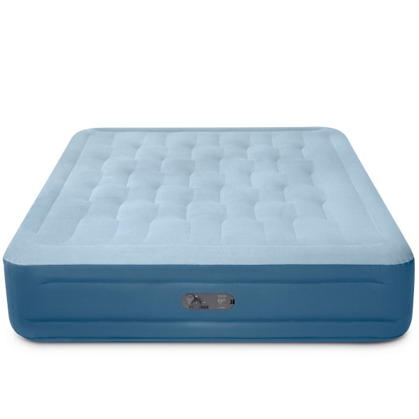 INTEX MID RISE HEXBEAM 14" ELECTRIC PUMP QUEEN AIR MATTRESS - DARK BLUE DENIM