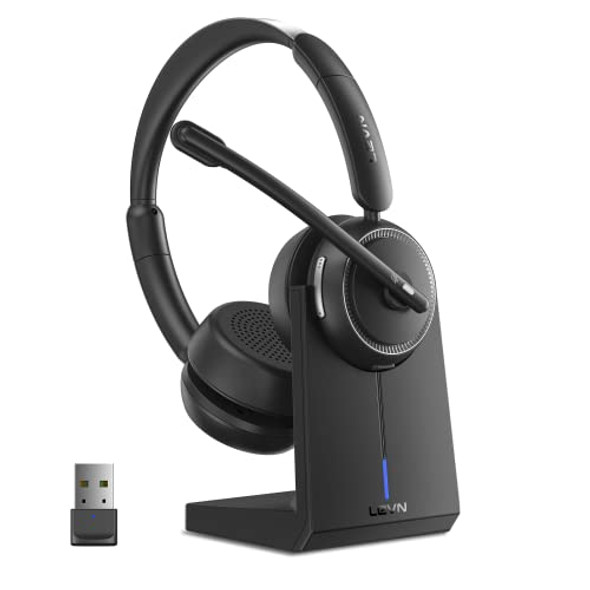 LEVN Wireless Headset with Mic for Work BLUETOOTH NOISE CANCELLING - BLACK