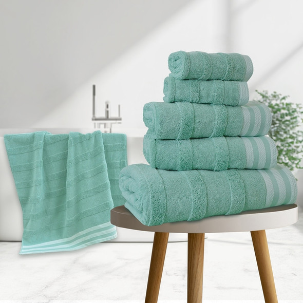KATHY IRELAND 6-PIECE JACQUARD TOWEL SET - SAGE