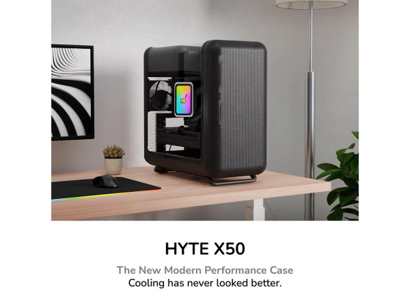 HYTE X50 Modern Performance ATX Mid-Tower PC Gaming Case - Pitch Black