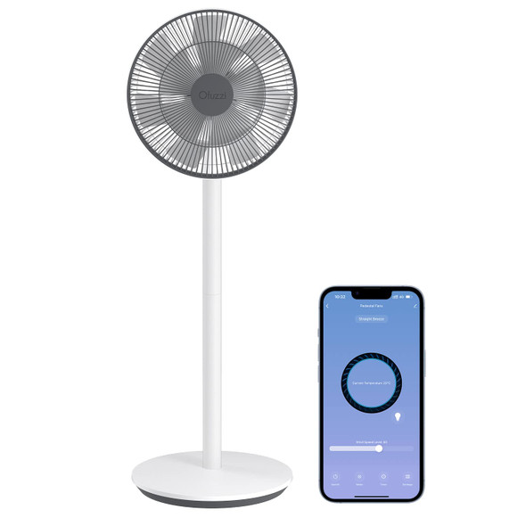 Ofuzzi Breeze 10 Smart Pedestal Fan, 39'' Quiet 140° Oscillating - WHITE