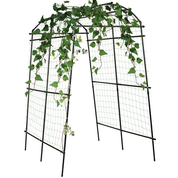 FOLLOOK GARDEN ARCH TRELLIS CLIMBING NON-WOVEN FABRIC 7.8FT TALL PE-COATED BLACK