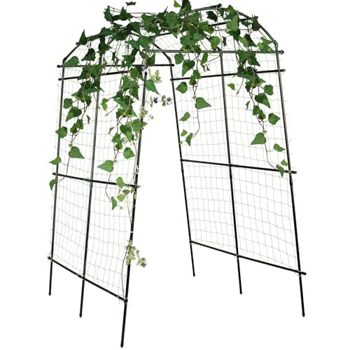 FOLLOOK GARDEN ARCH TRELLIS CLIMBING NON-WOVEN FABRIC 7.8FT TALL PE-COATED BLACK