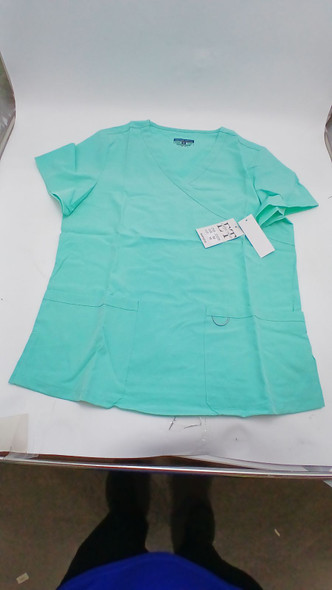 EMPIRE TREND POLYESTER SCRUBS TOP - SIZE: WOMEN MEDIUM - AQUA New