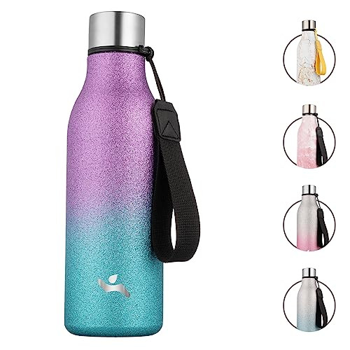 KONOKYO INSULATED WATER BOTTLE, 18OZ - SPARKLING PURPLE/GREEN New