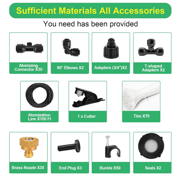 GENERIC 100FT MISTING COOLING SYSTEM - BLACK