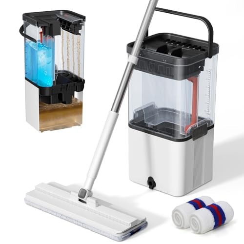 MIDYB MOP AND BUCKET SET,MOP, WRINGER SET,AUTOMATIC SEPARATES DIRTY - WHITE