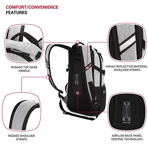 SWISSGEAR 3598 BACKPACK NARROW, 18-INCH -LIGHT GRAY HEATHER