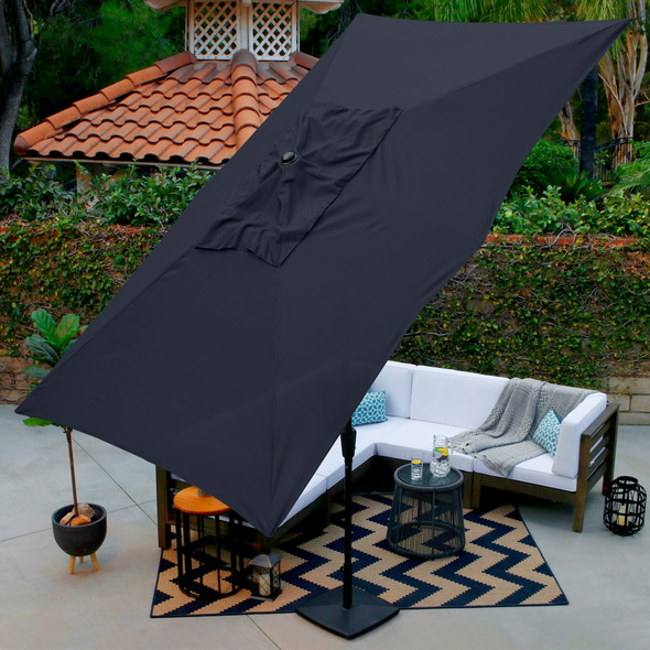 ASTELLA 101" SOLID PRINT RECTANGLE MARKET PATIO UMBRELLA-10FTX6FT - NAVY BLUE