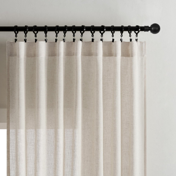 JOYDECO LINEN CURTAINS FOR LIVING ROOM SEMI-SHEER CURTAINS - BEIGE New