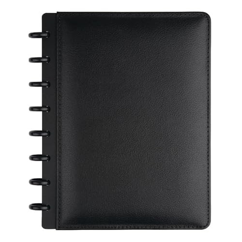 TUL CUSTOM NOTE-TAKING SYSTEM DISCBOUND JUNIOR SIZE LEATHER COVER - BLACK New