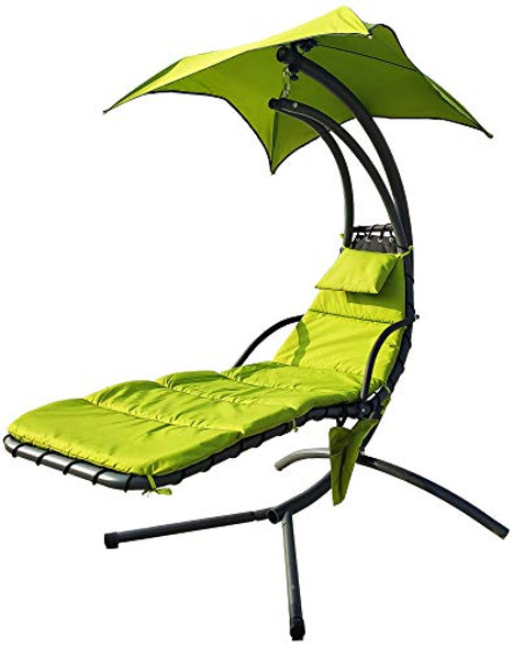 BALANCEFROM HANGING CURVED CHAISE LOUNGE CHAIR SWING CANOPY STORAGE - GREEN