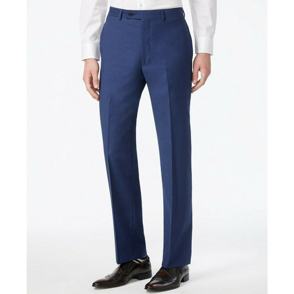 CALVIN KLEIN MENS SLIM FIT WOOL DRESS PANTS SIZE: MEN 34X30 - BLUE TWILL