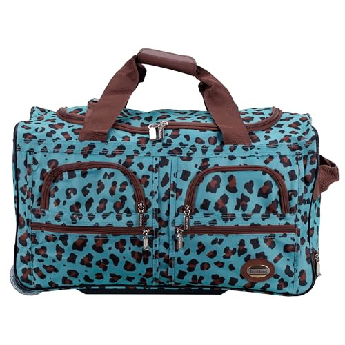 ROCKLAND ROLLING DUFFEL BAG SIZE: 22" - BLUE/LEOPARD New