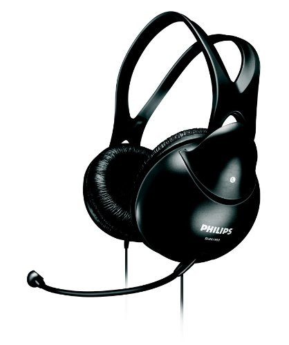 PHILIPS WIRED PC HEADSET ADJUSTABLE HEADBAND, LIGHTWEIGHT, MIC SHM1900 - BLACK