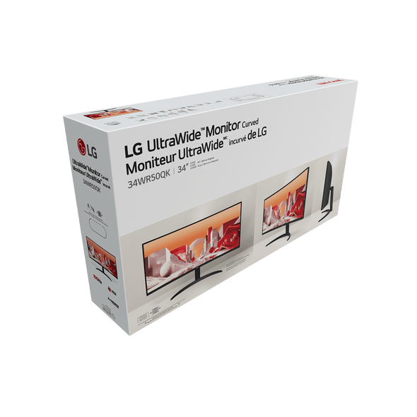 LG UltraWide 34WR50QK-B 34" WQHD Curved Monitor, Black