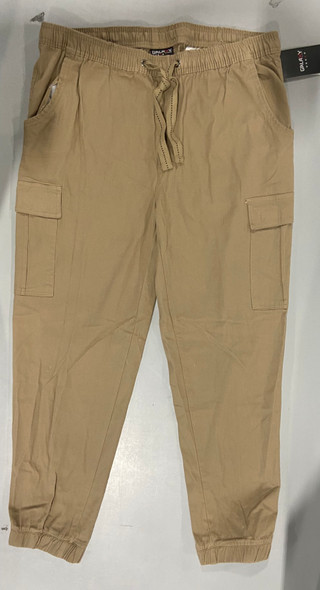 GALAXY BY HARVIC MENS FOUR WAY STRETCH CASUAL JOGGER PANTS - SIZE: XL - KHAKI New