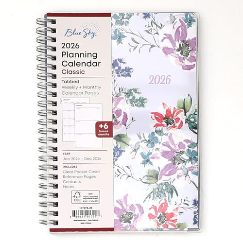BLUE SKY 2026 WEEKLY MONTHLY PLANNER CALENDAR 5" X 8" CLEAR POCKET COVER LAILA New