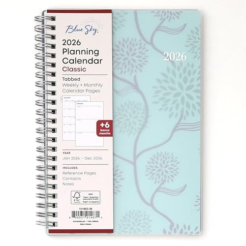 Blue Sky 2026 Weekly and Monthly Planner Calendar January 2026 - December 2026 New