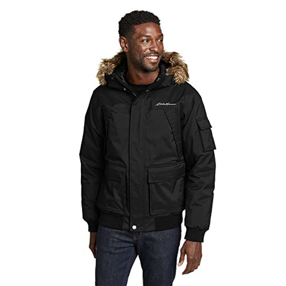 EDDIE BAUER MEN'S SUPERIOR DOWN WATERPROOF BOMBER JACKET LARGE - BLACK