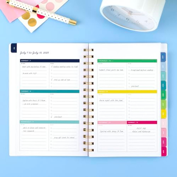 AT-A-GLANCE Planner 2025-2026 Academic, Ley, Monthly, Flex Cover, Happy Stripe New